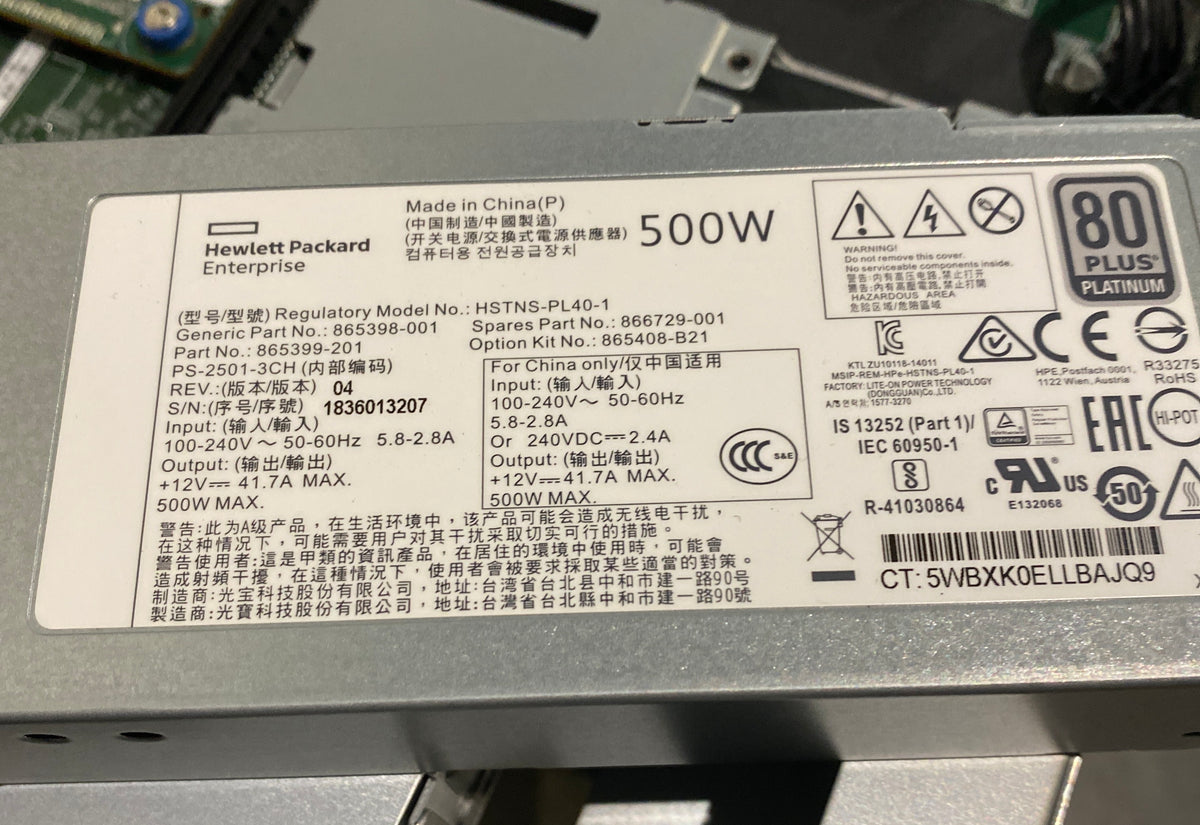 865398-001 865399-001 865408-B21 Sub 866729-001 HP 500W Flex Slot