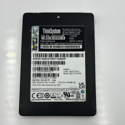 01PE098 Lenovo 3.84TB SATA 6.0Gbps 2.5" SSD 4XB7A10199 SMD7A09575 PM883