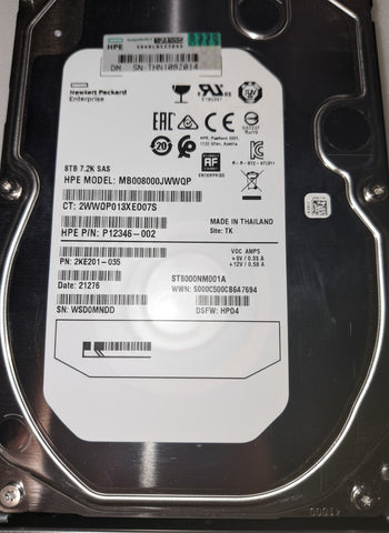 HP 834132-001 8TB 12G 7.2K 3.5 SAS Drive P12346-002 2KE201-035