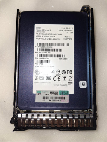 HPE 875652-001 240GB SATA 6G RI SFF SC DS SSD 870667-001 MFTDDAK240TCB-1AR1ZABHA