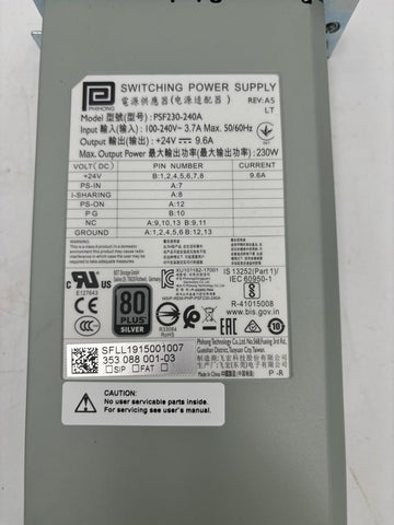 IBM 230 Watt Power Supply 00VJ940 PSF230-240A