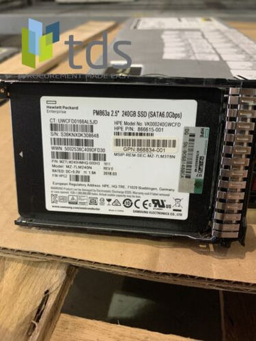 866615-001 868924-001 868834-001 HP 240GB MLC SATA 6G 2.5in SSD