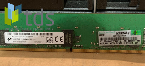 809080-091 sub 805347-B21 819410-001 819880-B21 823170-001 8GB (1x8GB) Single Rank x8 DDR4-2400 CAS-17-17-17 Registered Memory
