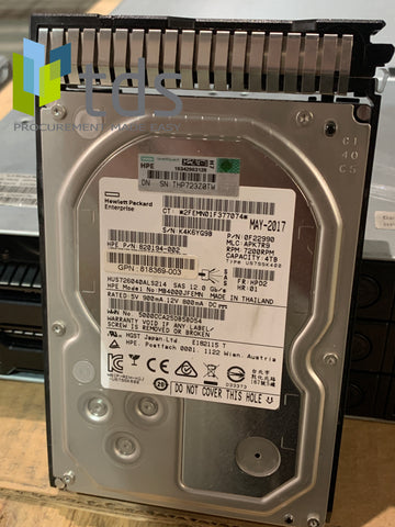 820194-002 818369-003 819079-001 HP 4TB 7.2K SAS 12G 3.5in HDD